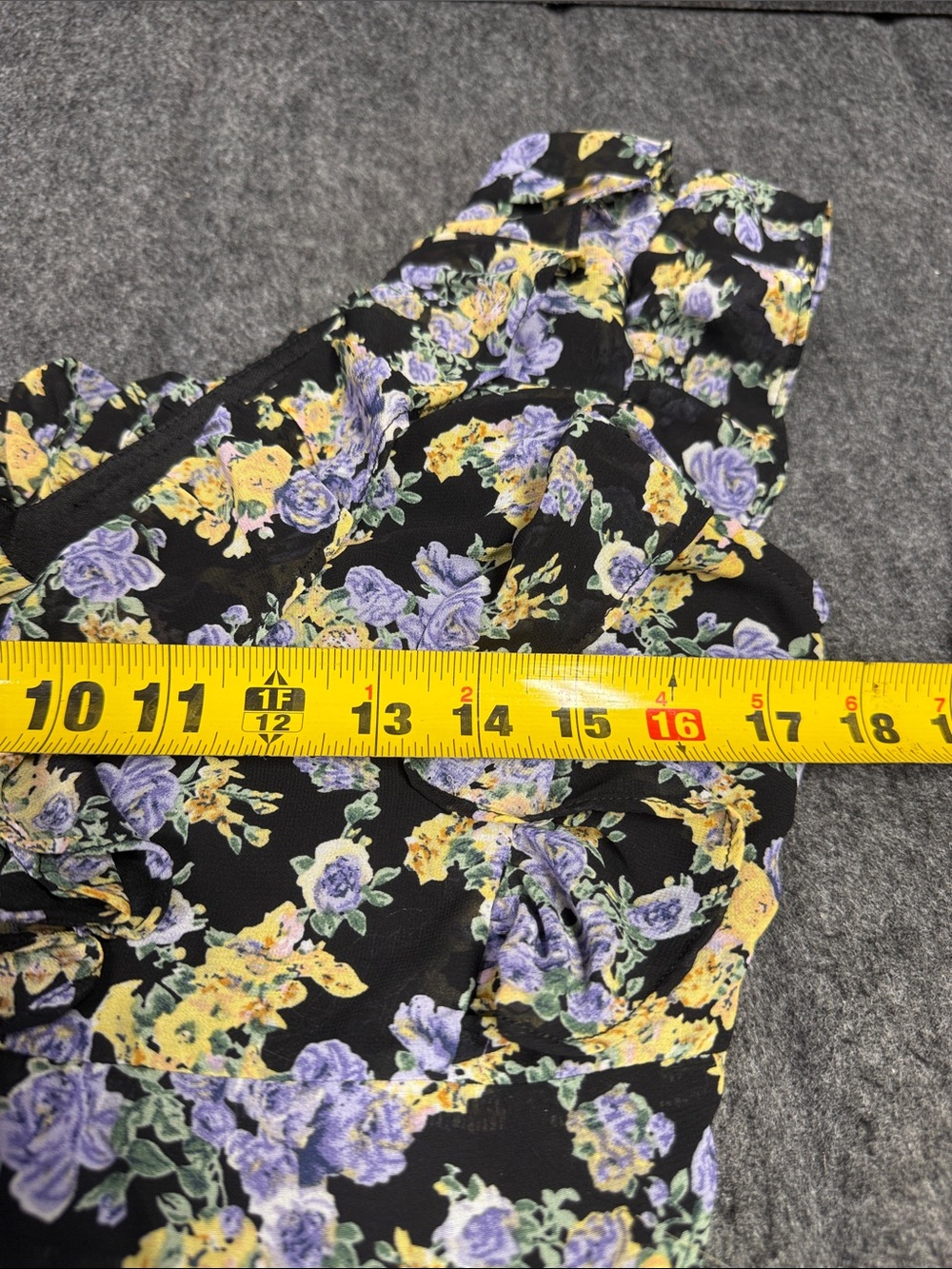 The Vintage Shop Black Maxi Dress with Yellow & Lavender Floral Print - Picture 5 of 7